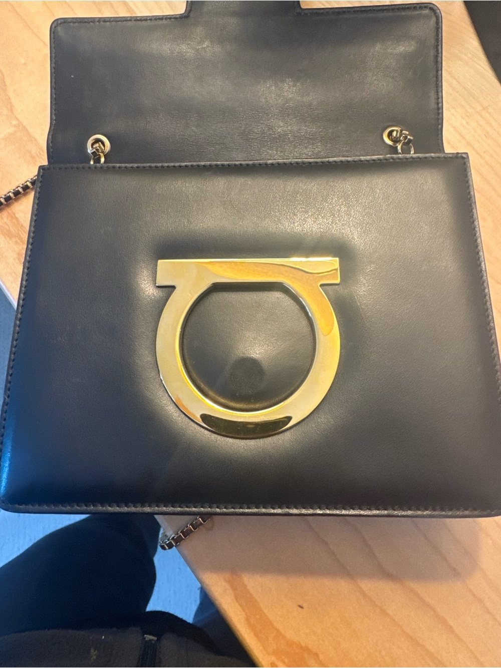 Authentic Salvatore Ferragamo Gancini Leather Shoulder Bag in GREAT Condition